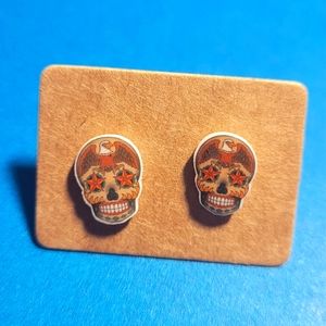 Eagle Sugar Skull Stud Earrings